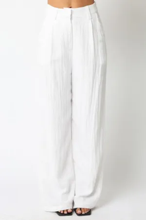 Danica High Waist Woven Wide Leg Pants White