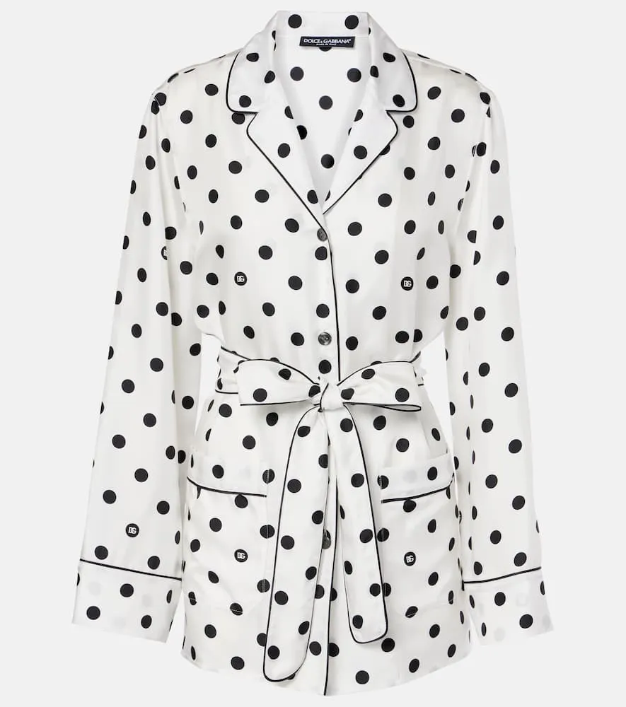 Dolce&Gabbana Polka-dot silk twill pajama shirt