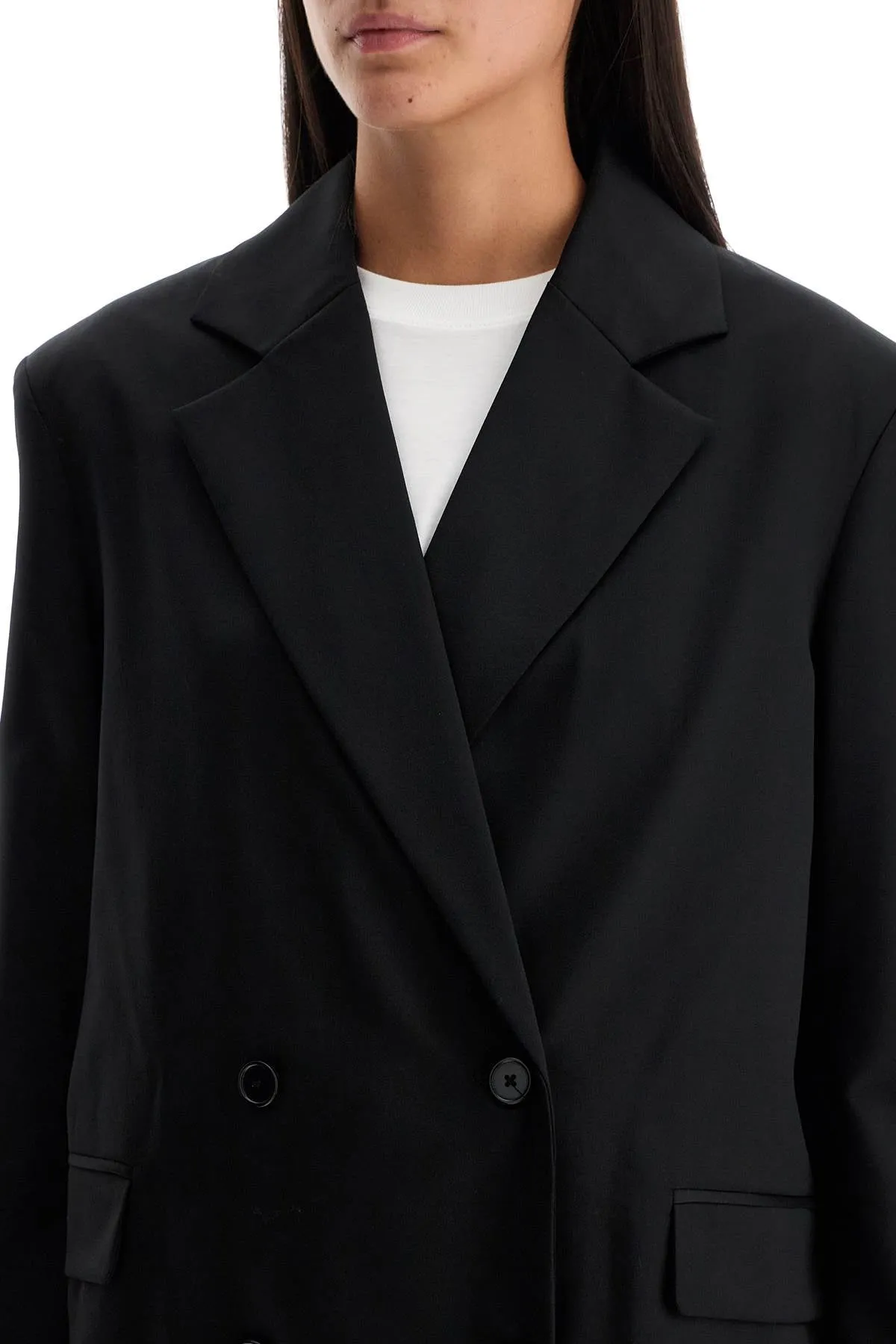 double-breasted wool fresco bl DONAU BLACK