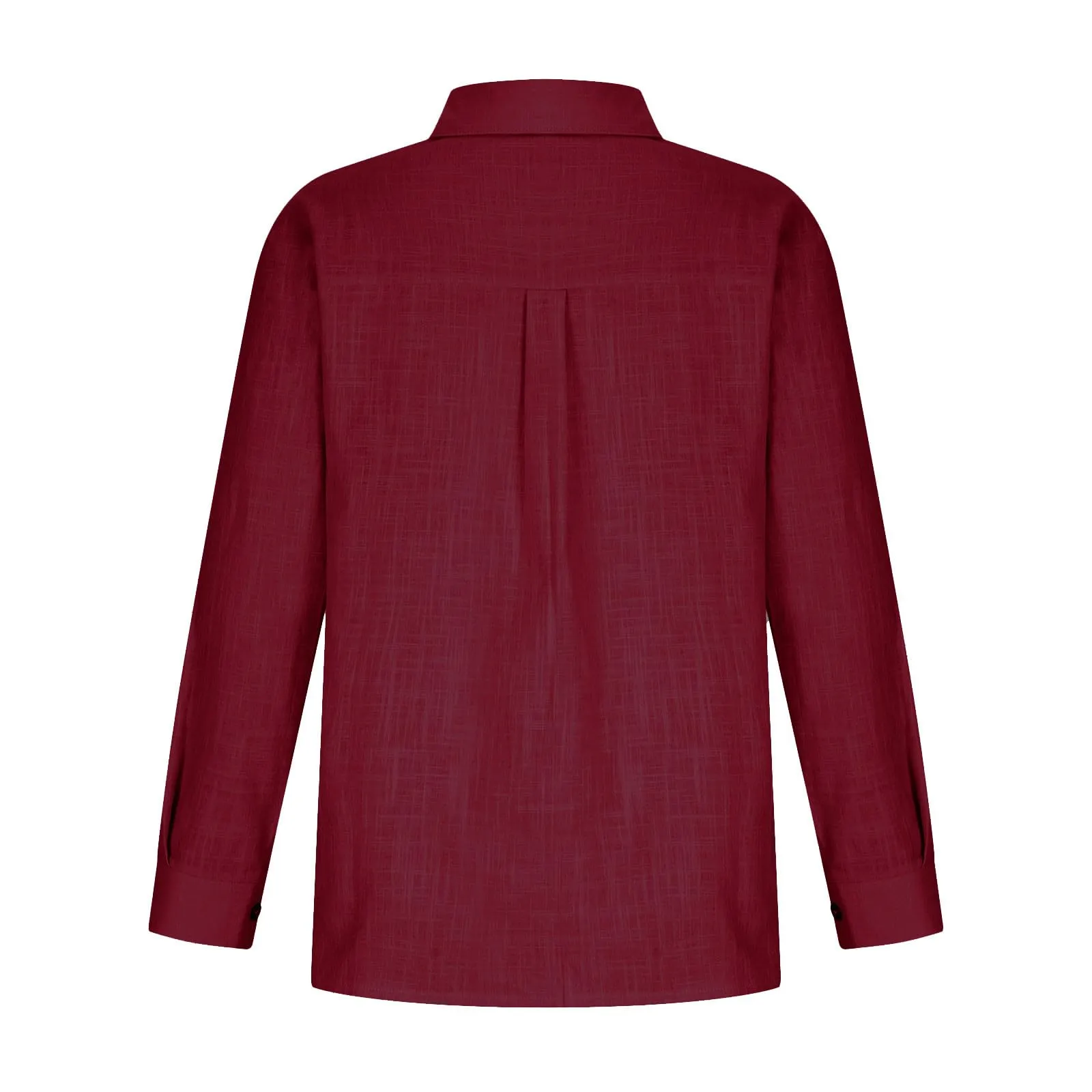 Dressy Tops for Women, Long Sleeve Shirts for Women Fall Cotton Linen Tops Blouses Casual Button Down T Shirts Lightweight Cardigans with Pocket Fashion 2024 Long Sleeve Shirts for Women B-wine
