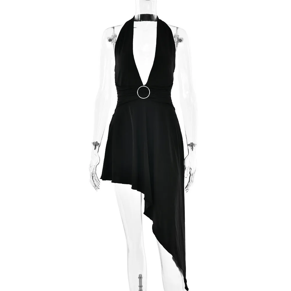 Elegant Stitching Halter Backless Fishtail Dress For Women