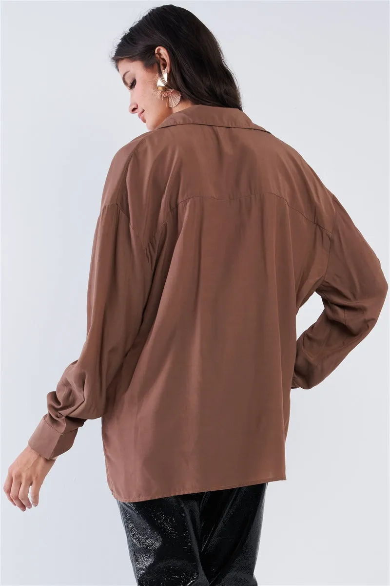 Elise Mocha Off Shoulder Top