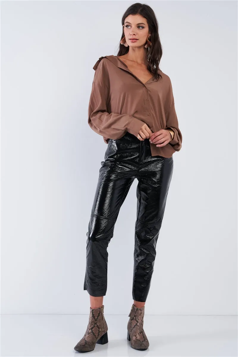 Elise Mocha Off Shoulder Top