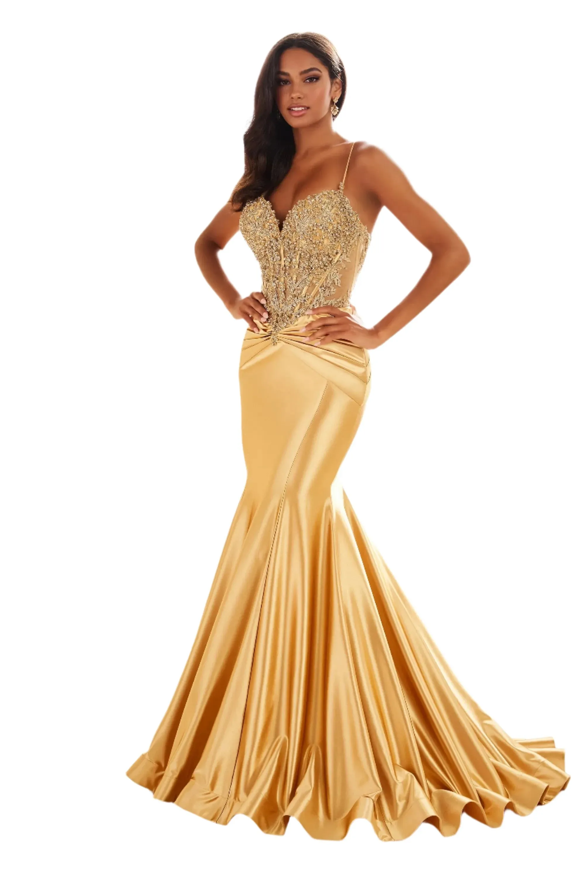 Ellie Wilde EW36004 Sheer Sequin Lace Mermaid Prom Dress Pageant Gown Train Formal evening gown