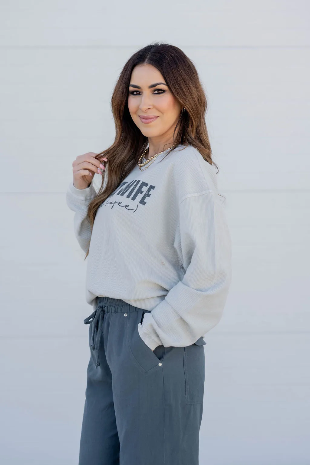 Farmwife But Boujee Ribbed Graphic Crewneck