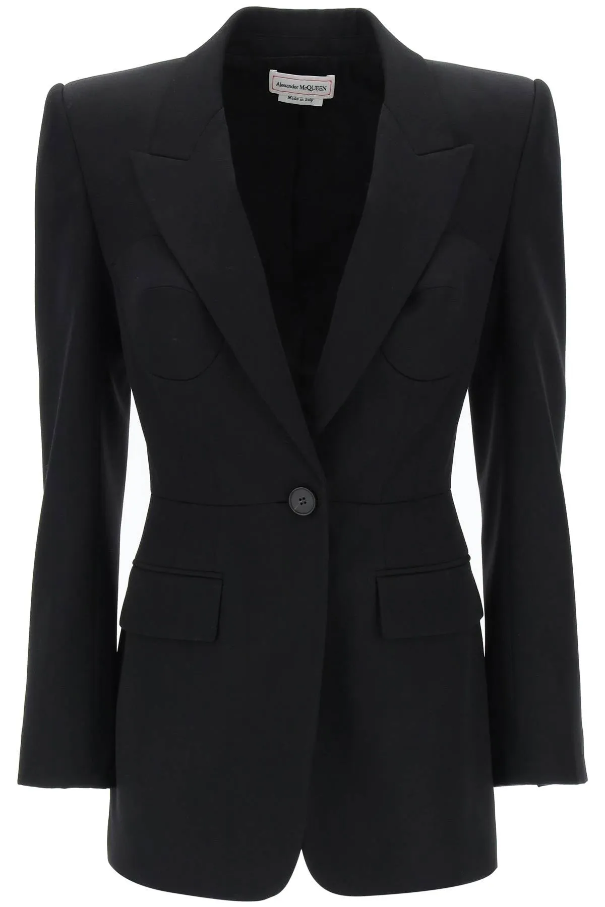 fitted jacket with bustier details 787572 QJAAC BLACK
