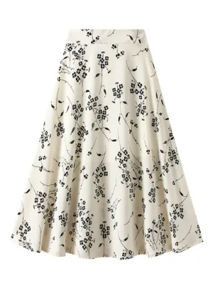 Floral Small Plum Blossom Print Skirt