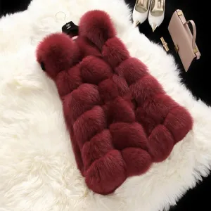 FLULU Winter Casual Faux Fur Coat Women 2018 Vintage Fashion Warm Slim Sleeveless Coat Solid Vest Female Jacket casaco feminino