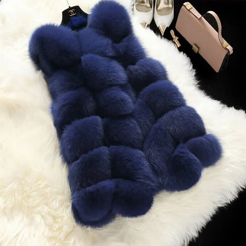 FLULU Winter Casual Faux Fur Coat Women 2018 Vintage Fashion Warm Slim Sleeveless Coat Solid Vest Female Jacket casaco feminino