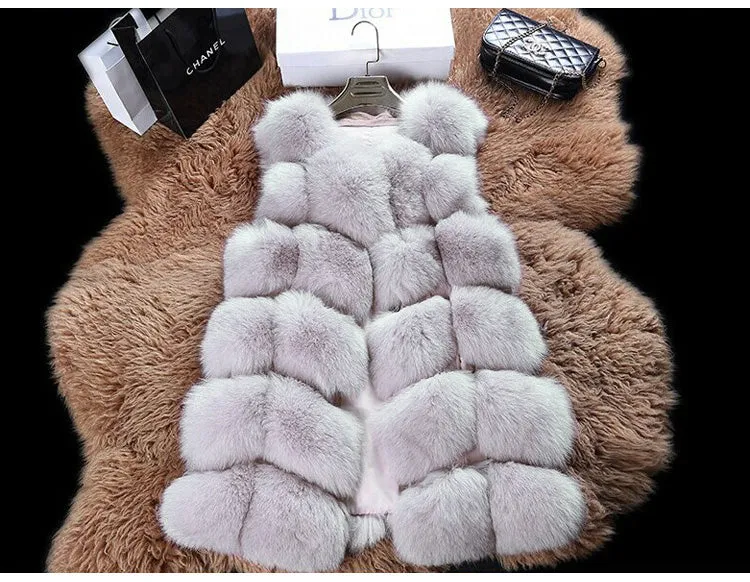 FLULU Winter Casual Faux Fur Coat Women 2018 Vintage Fashion Warm Slim Sleeveless Coat Solid Vest Female Jacket casaco feminino
