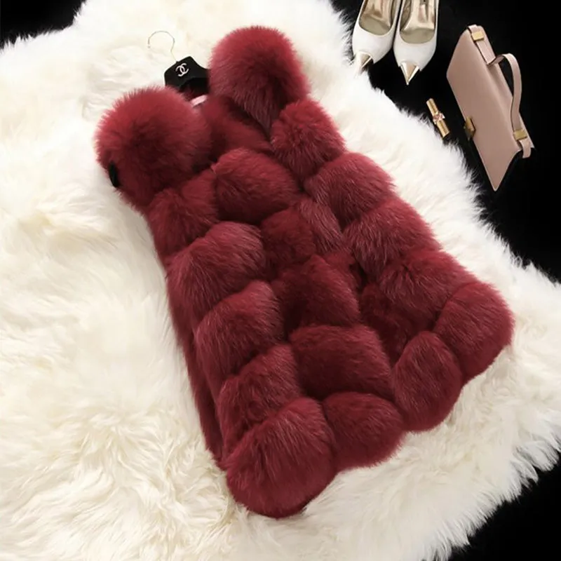 FLULU Winter Casual Faux Fur Coat Women 2018 Vintage Fashion Warm Slim Sleeveless Coat Solid Vest Female Jacket casaco feminino