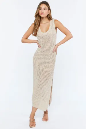 Forever 21 Sleeveless Open Knit Midi Dress, Sand