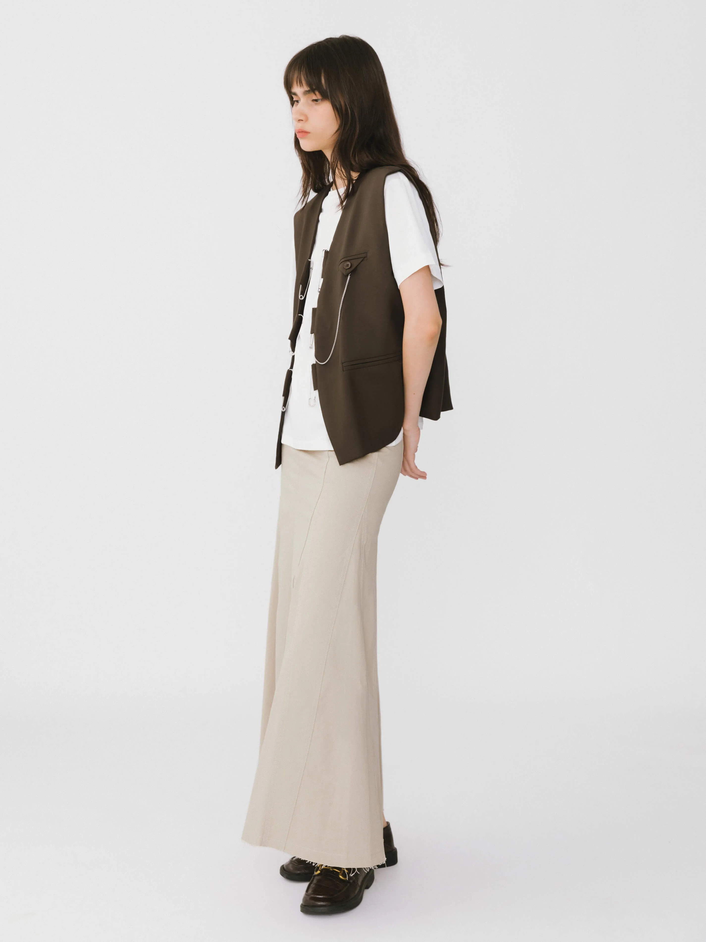 Frayed Denim Maxi Skirt