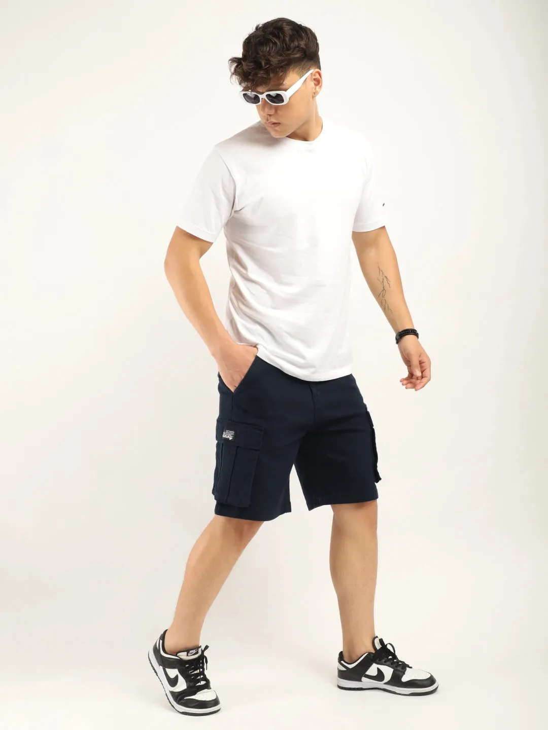 Fusion Navy Blue Cotton Shorts