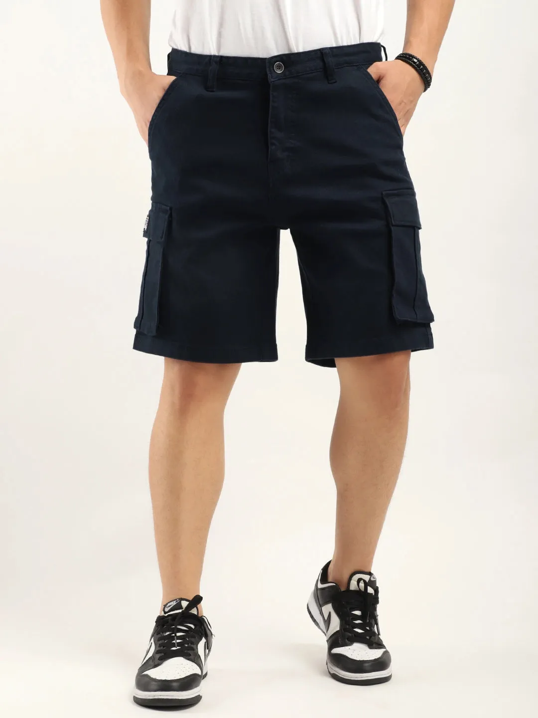 Fusion Navy Blue Cotton Shorts