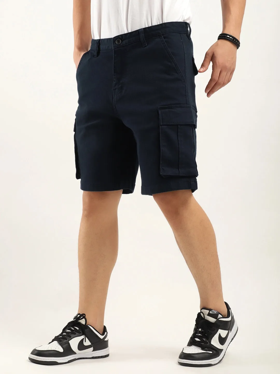 Fusion Navy Blue Cotton Shorts
