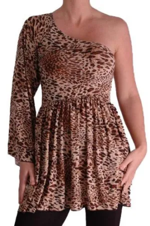 Georgette Off The Shoulder Leopard Print Tops