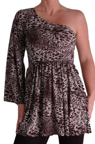 Georgette Off The Shoulder Leopard Print Tops