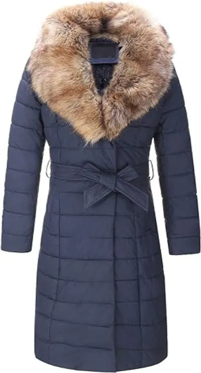 Giolshon Women's Puffer Jacket Faux Leather Bubble Padding Sherpa-Lined Coat