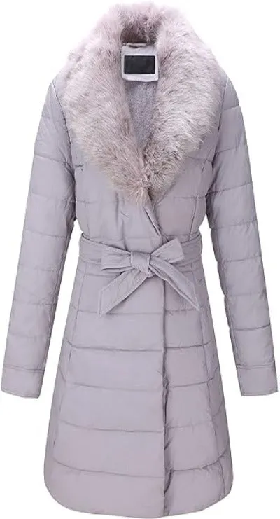 Giolshon Women's Puffer Jacket Faux Leather Bubble Padding Sherpa-Lined Coat
