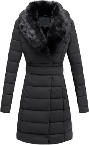 Giolshon Women's Puffer Jacket Faux Leather Bubble Padding Sherpa-Lined Coat