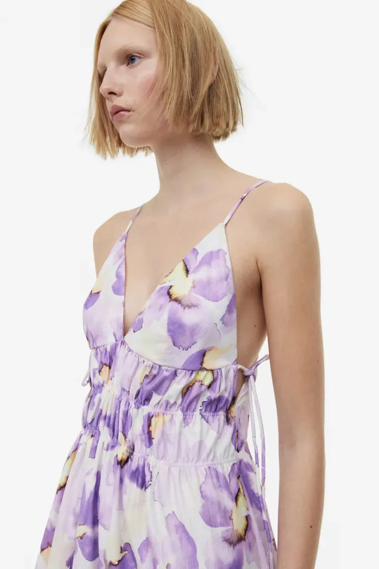H&M tie dress, lilac/floral