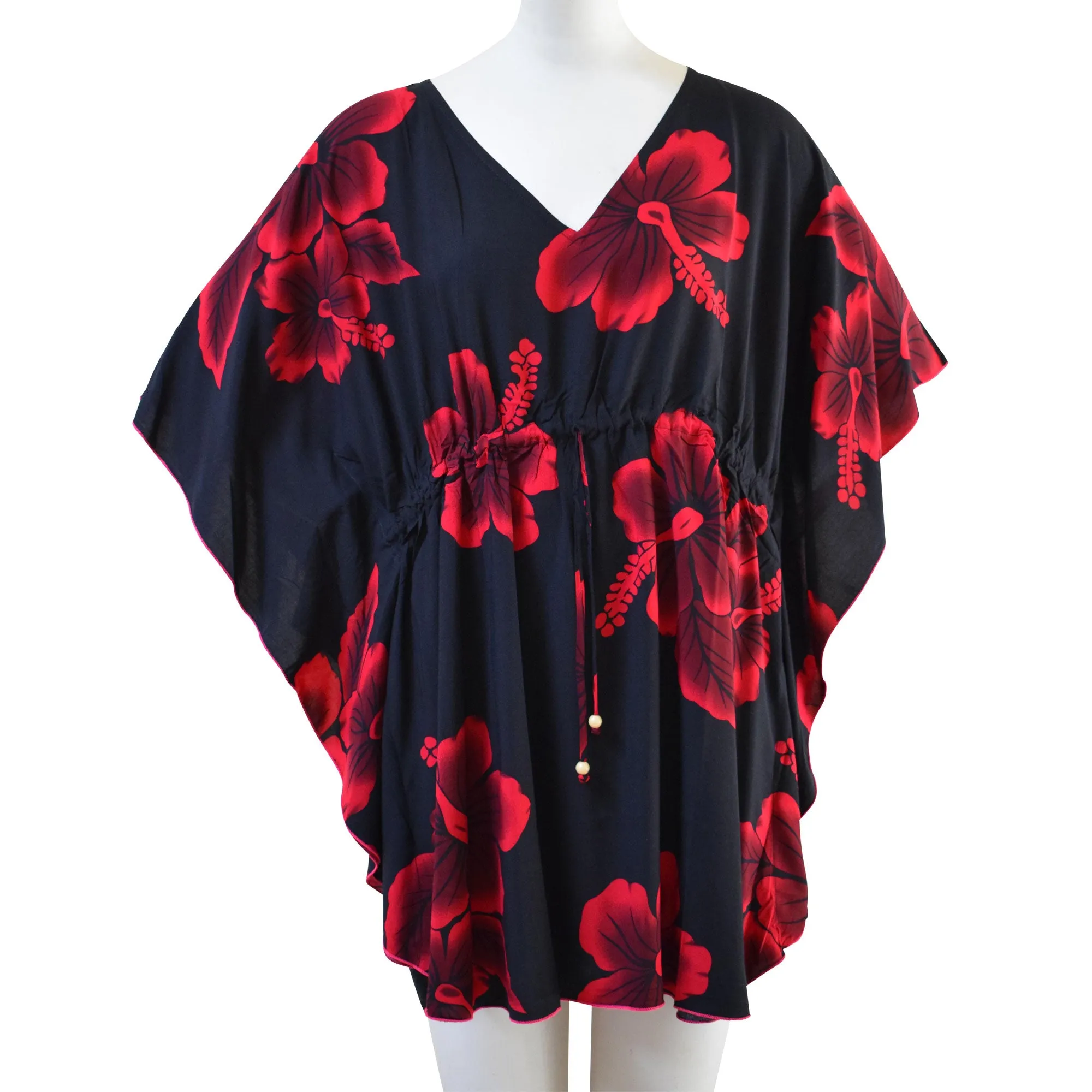 Hibiscus Women's V-neck Waist Strap Beach Cover-up