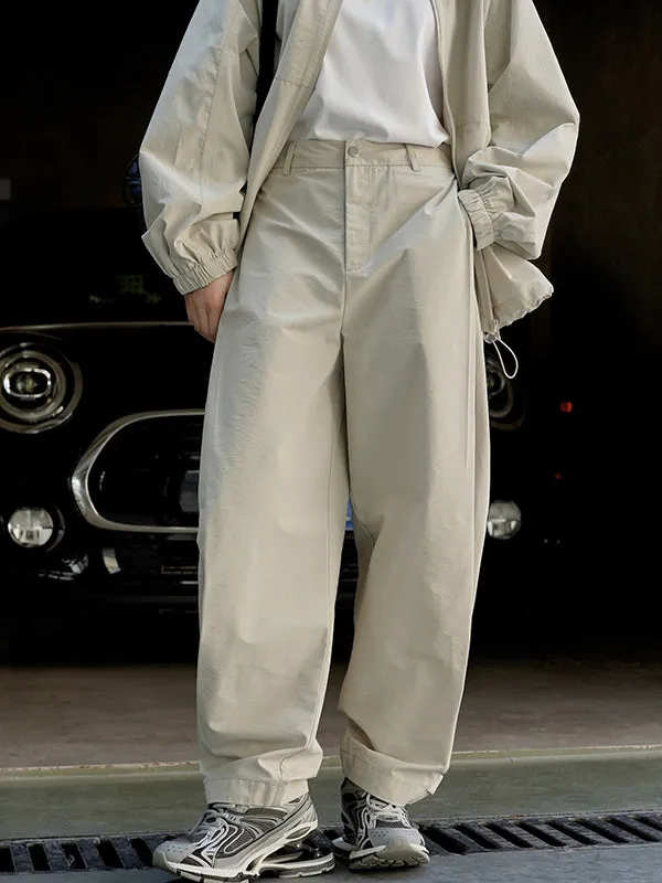 High-Waisted Pleated Solid Color Loose Wide Leg Trousers Casual Pants Bottoms