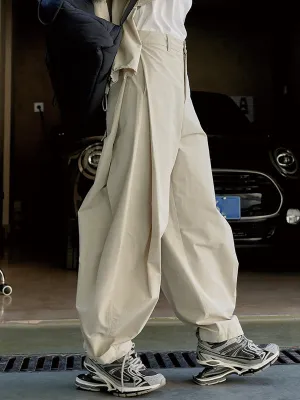 High-Waisted Pleated Solid Color Loose Wide Leg Trousers Casual Pants Bottoms