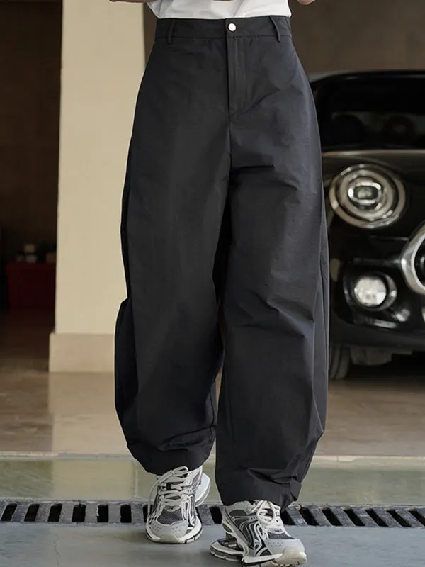 High-Waisted Pleated Solid Color Loose Wide Leg Trousers Casual Pants Bottoms