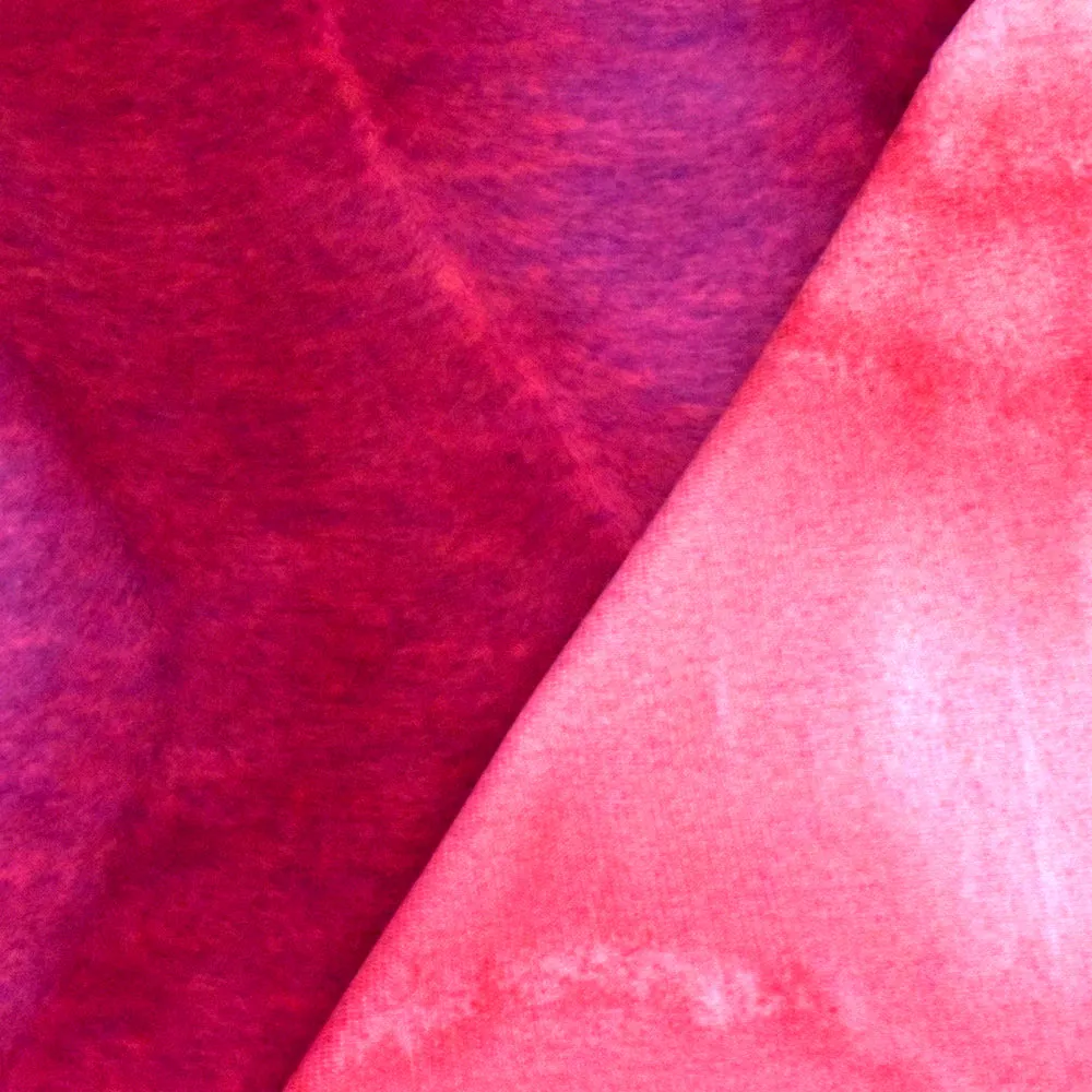 Hot Pink-Purple Wave Texture Polyester Faux Fur Knit Fabric
