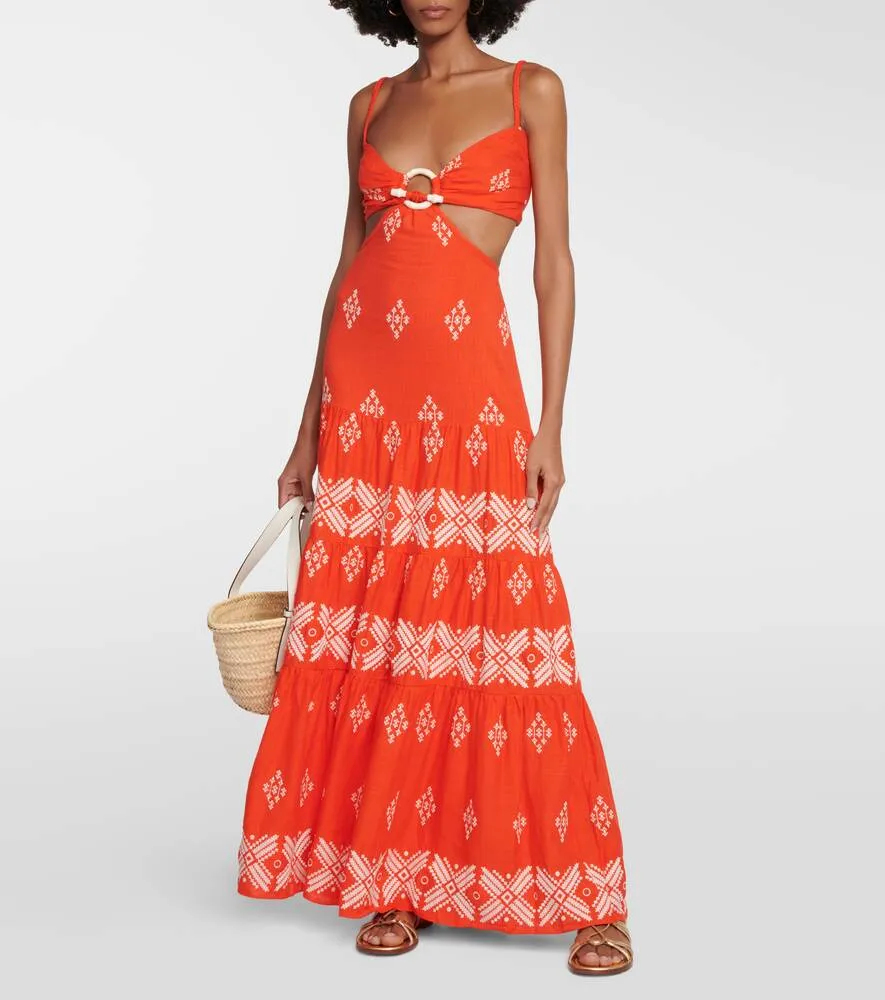 JOHANNA ORTIZ cotton maxi dress, multicolor