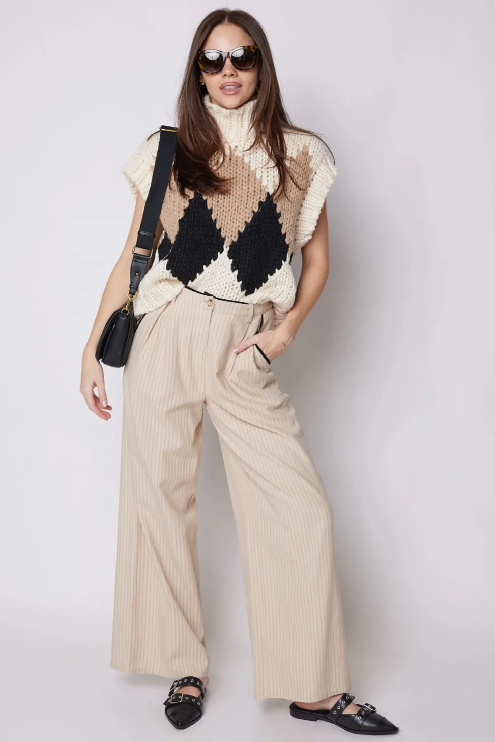 Joyce Contrast Piping Detail Linen Pants