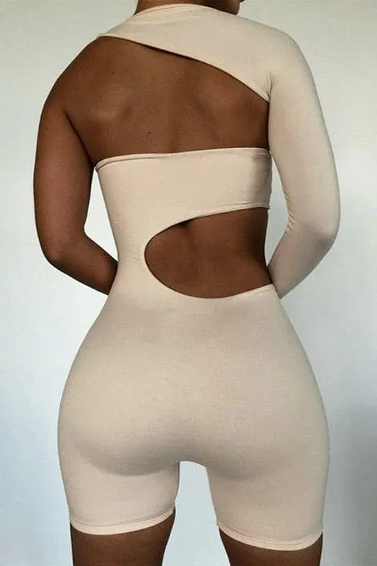 JY196 Cutout One Sleeve Rompers