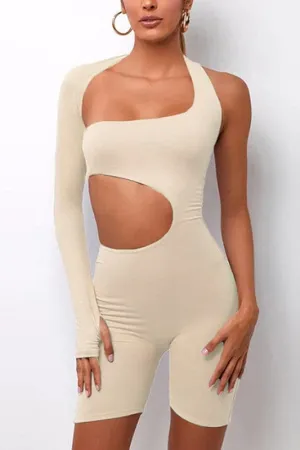 JY196 Cutout One Sleeve Rompers