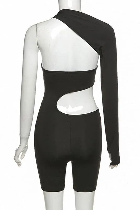 JY196 Cutout One Sleeve Rompers