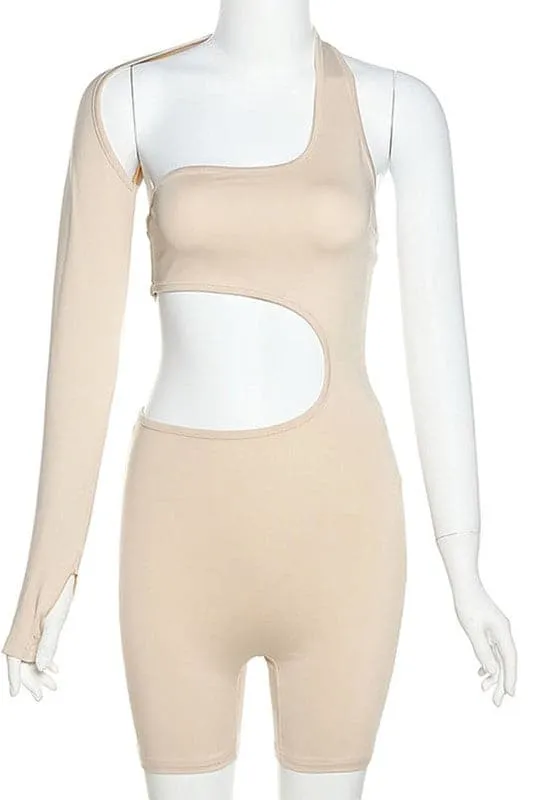 JY196 Cutout One Sleeve Rompers