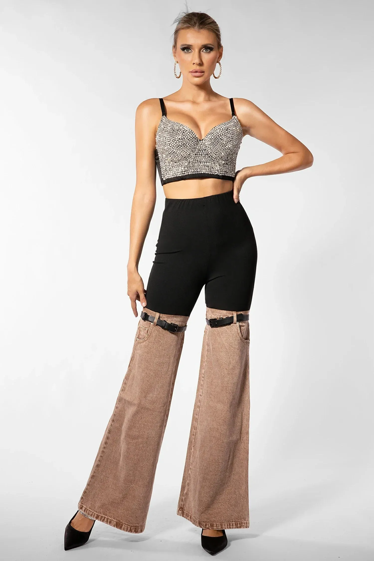 Kallipateira High Waist Color Block Wide Leg Pants