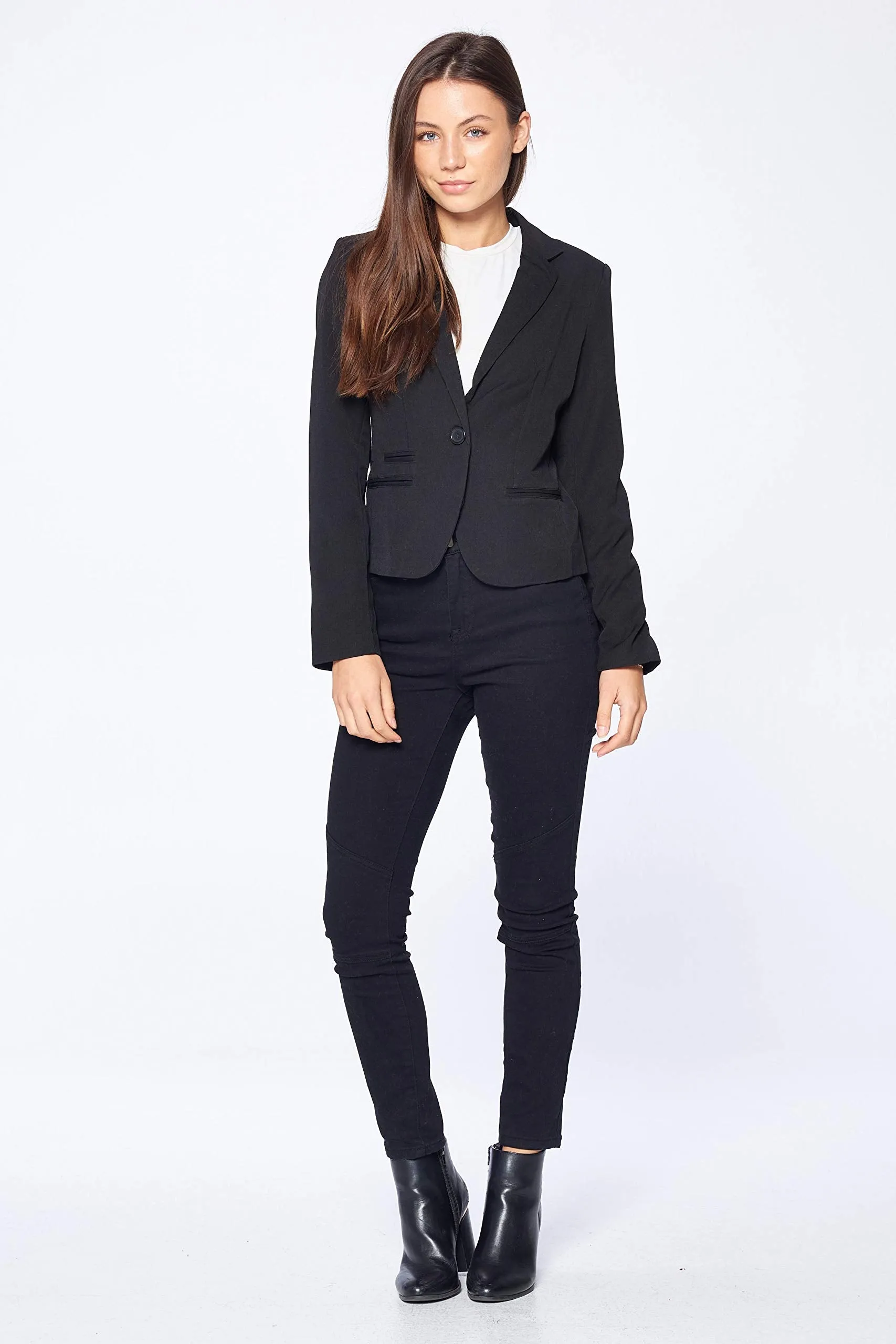 Khanomak Women's Long Sleeve Single Breasted Blazer Jacket