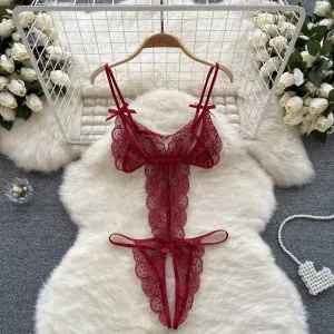 Lace See-through High-cut One-piece