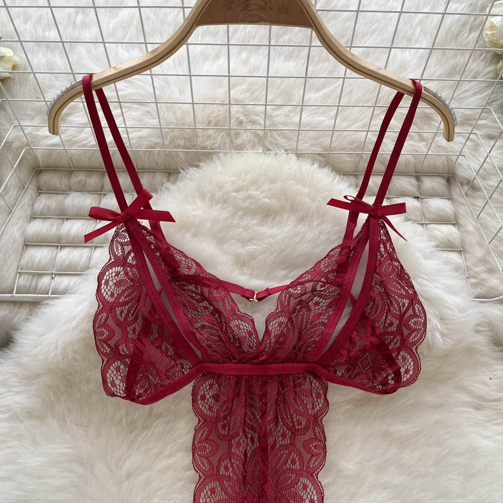 Lace See-through High-cut One-piece