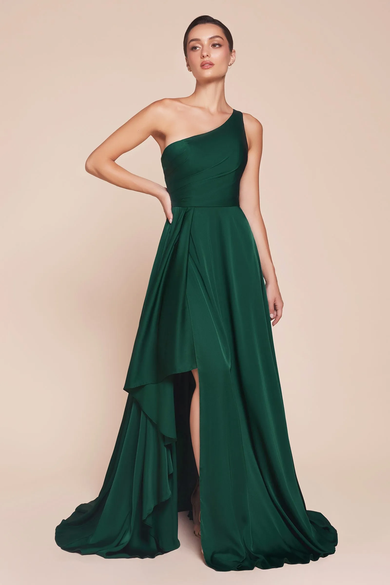 Ladivine 7450 Dress One Shoulder Satin A-Line Gown