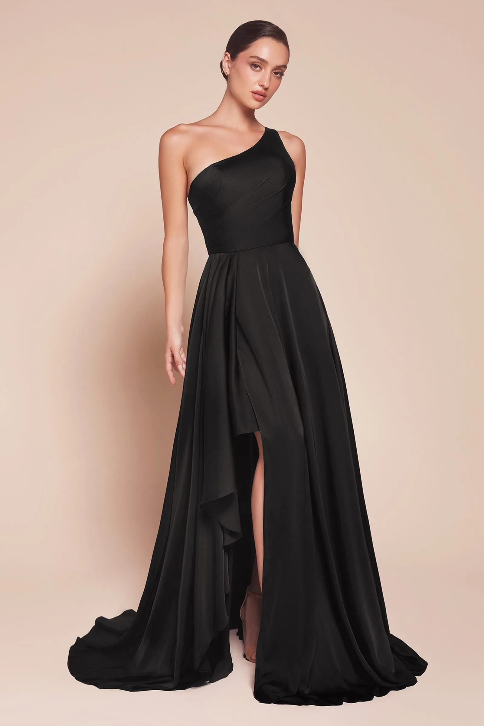 Ladivine 7450 Dress One Shoulder Satin A-Line Gown