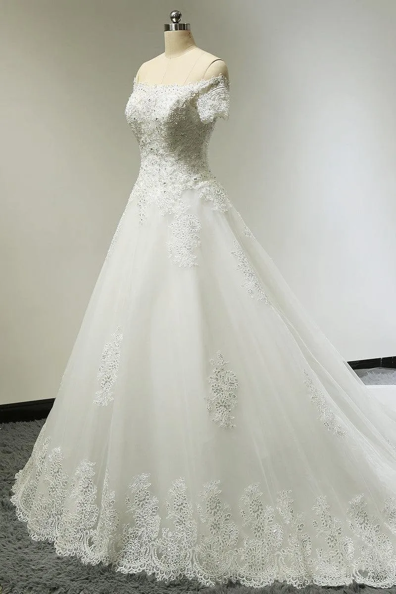 Large Tail Diamond Wedding Short Sleeved Lace High-end Wedding Band TN0033
