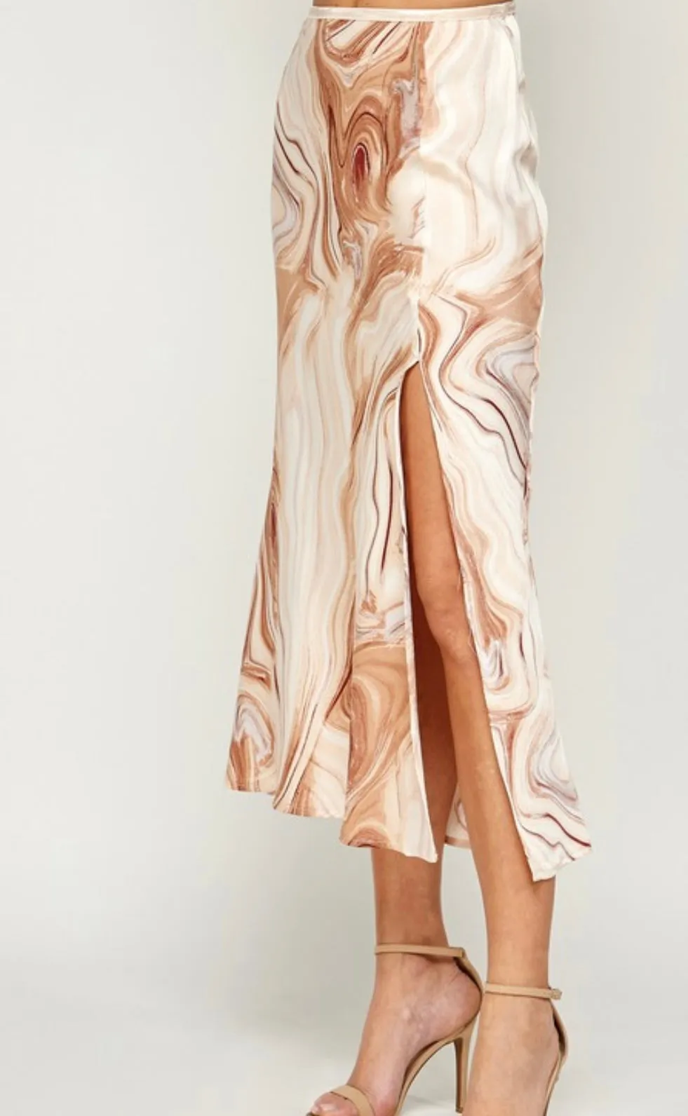 Latte Swirl Midi Skirt