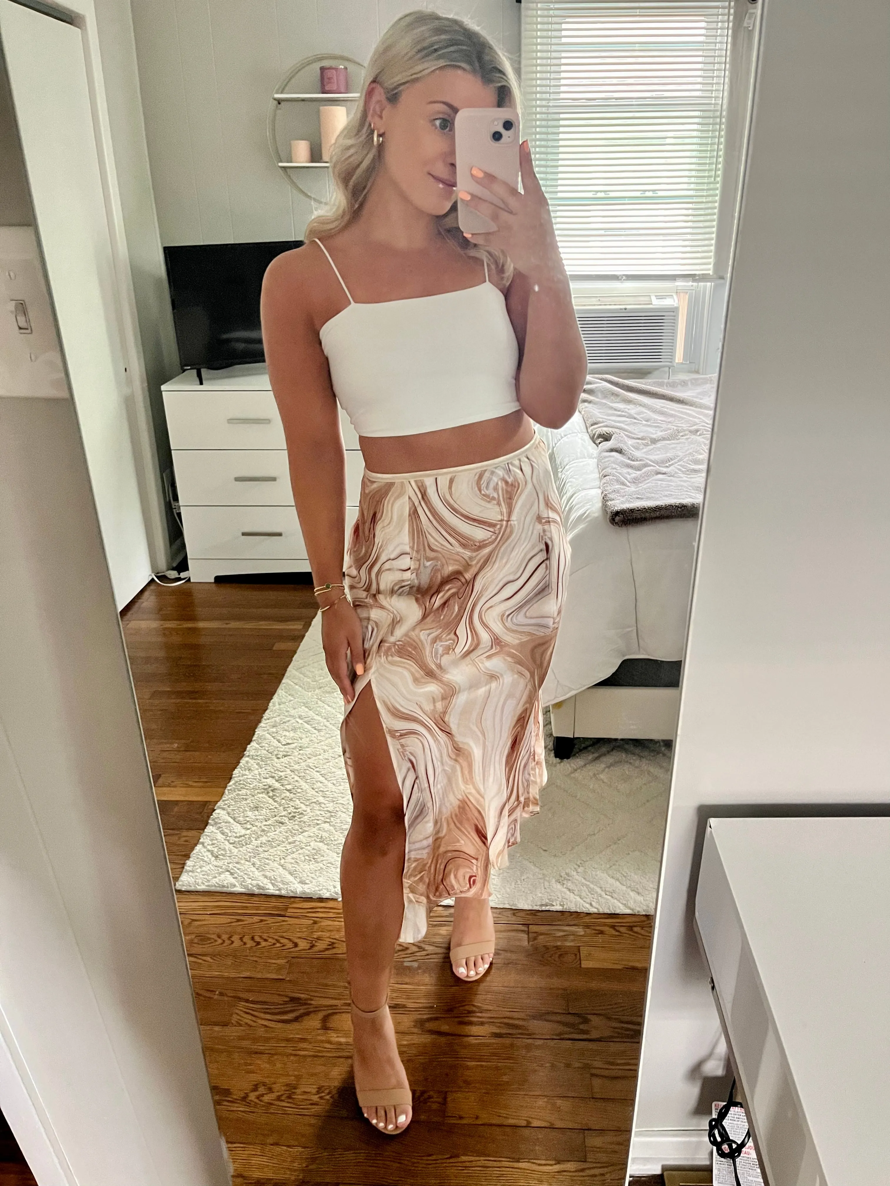 Latte Swirl Midi Skirt