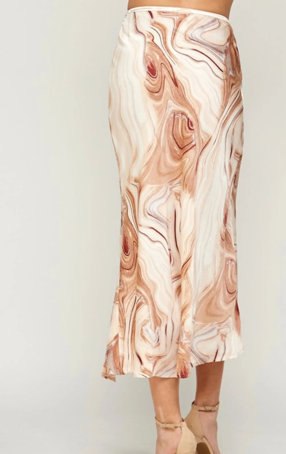Latte Swirl Midi Skirt