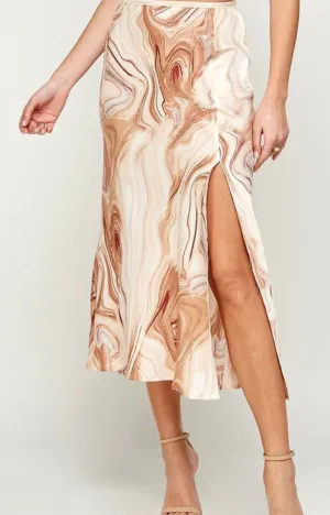 Latte Swirl Midi Skirt