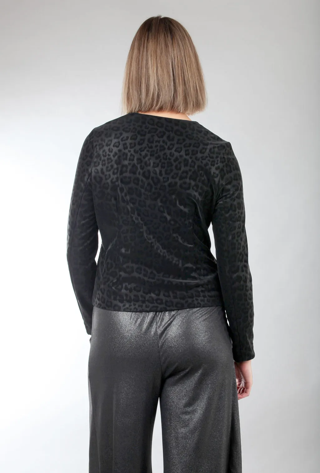 Leona Leopard-Pattern Jacket, Black