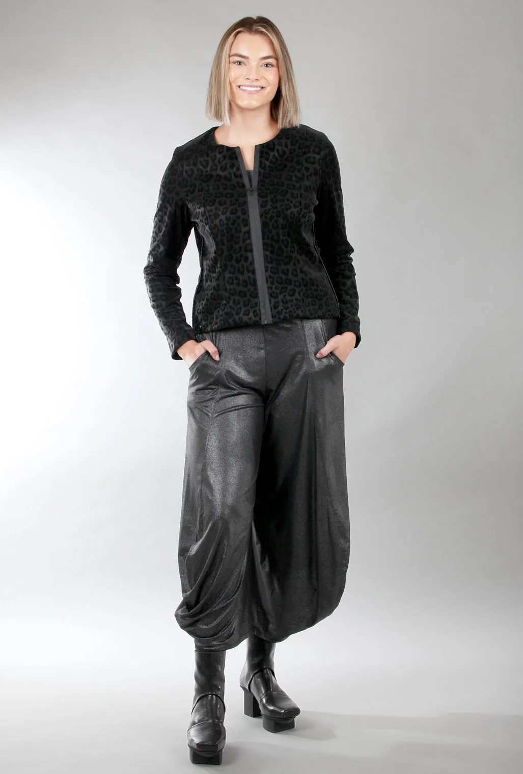 Leona Leopard-Pattern Jacket, Black